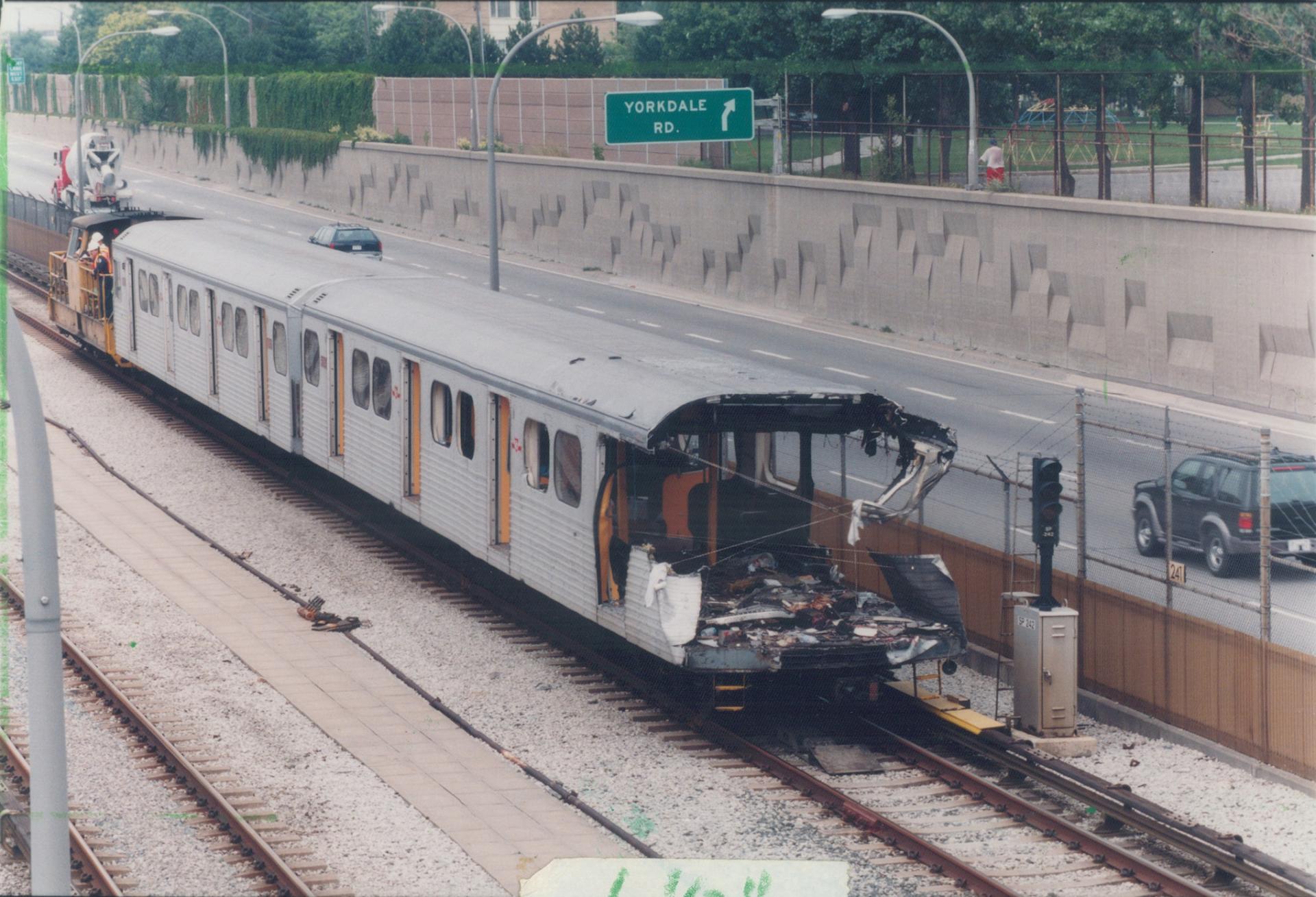 Damaged Subway Car at Wilson Yard