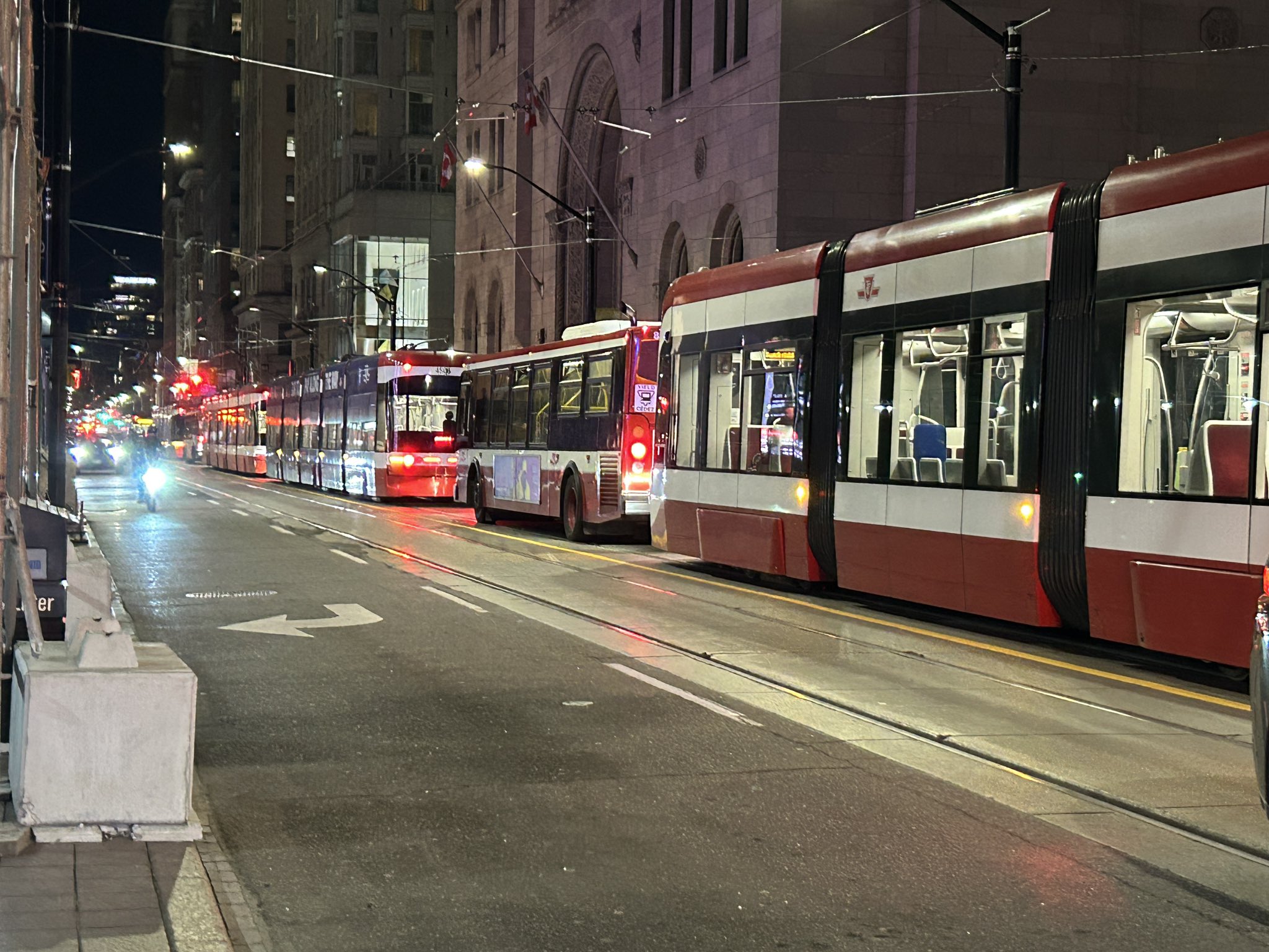 Streetcars Stuck in Traffic